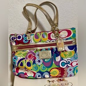 Coach poppy tote multicolor serial number #15293